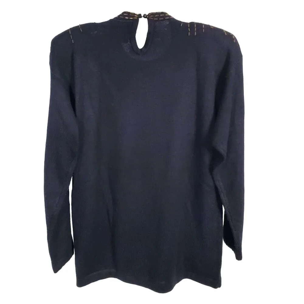 Regency Collection Womens Size S Sweater Tunic Beads Sequins Fireworks Vintage - Picture 3 of 10